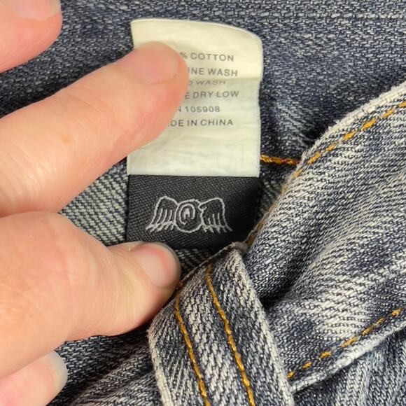 VTG Y2K Von Dutch Originals Greaser Selvedge Blue Straight Jeans Mens 34 x 33 - Picture 9 of 12